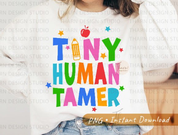 Tiny Human Tamer: A Witty Teacher Embroidery Design